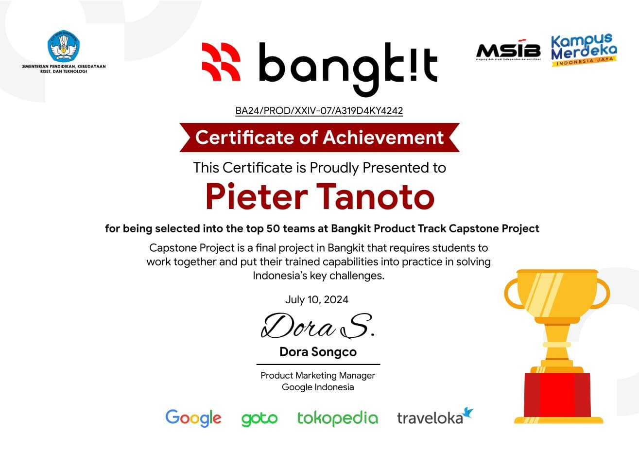 Best Product Track Capstone Project (Top 50 Teams)